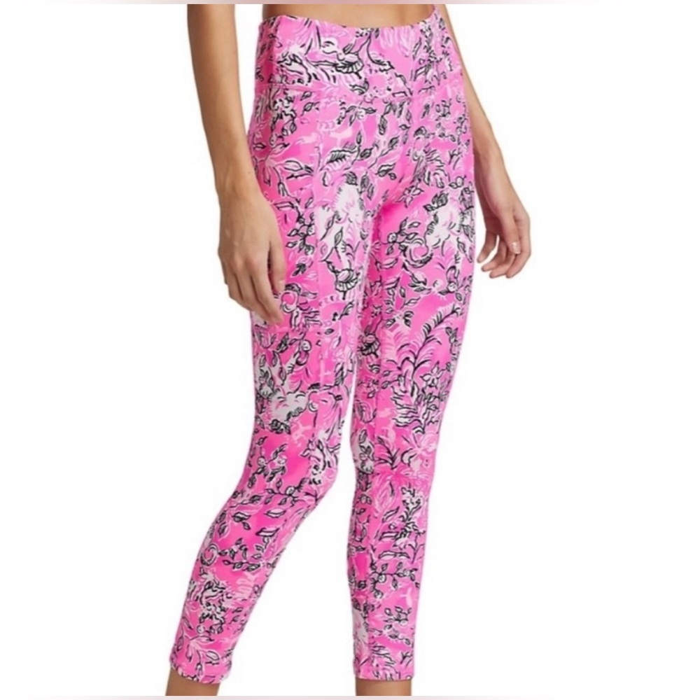 Lilly Pulitzer plumeria pink Maia floral print leggings girls XL 12-14 NWT